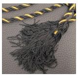 Vintage Yves Saint Laurent Velvet Black with Gold Embroidery & TasselsBelt