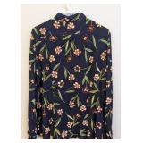 Oilily Floral Blouse - Navy with Pink/Brown Flowers - 36/Medium - 100% Viscose - Made in Portugal