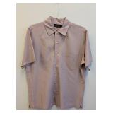 Bugatchi Uomo Short Sleeve Shirt - Size L - Lavender Micro-Check