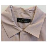 Bugatchi Uomo Short Sleeve Shirt - Size L - Lavender Micro-Check