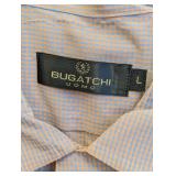 Bugatchi Uomo Short Sleeve Shirt - Size L - Lavender Micro-Check