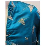 Vintage Silk Robe - Butterfly Embroidery, Hong Kong Made, Size M