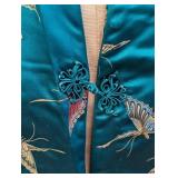 Vintage Silk Robe - Butterfly Embroidery, Hong Kong Made, Size M
