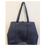 Citi Collection Blue Pebbled Vegan Leather Tote