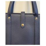 Citi Collection Blue Pebbled Vegan Leather Tote