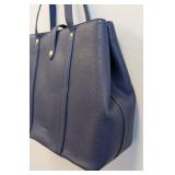 Citi Collection Blue Pebbled Vegan Leather Tote