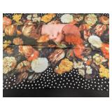 Oilily Scarf - Floral Print with Polka Dot Border