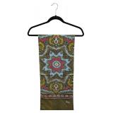 Oilily Green Scarf - 11 In X 52 In - Paisley Motif