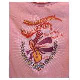 Oilily Pink T-Shirt - Size M - Front Graphic Guitar & Floral Wreath Print Artwork
