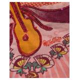 Oilily Pink T-Shirt - Size M - Front Graphic Guitar & Floral Wreath Print Artwork