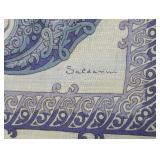 Saldarini Scarf - 50" x 53" - Purple/Blue Paisley Floral Border