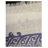 Saldarini Scarf - 50" x 53" - Purple/Blue Paisley Floral Border