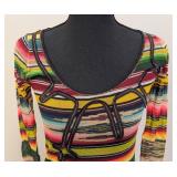 Jean Paul Gaultier Vintage Mesh Top - Multicolor Stripe - Size M