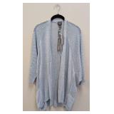 Chicos Blizzard Blue Sparkle Cardigan Sweater Jacket - Size 2 (Travel Collection)