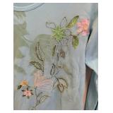 Oilily Floral-Embroidered Light Blue Long-Sleeve Shirt - Size Small