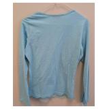 Oilily Floral-Embroidered Light Blue Long-Sleeve Shirt - Size Small