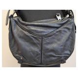 Marc Jacobs Black Leather Shoulder Bag, Studded Front Pockets