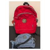 Kipling Backpack & Purse - Red Backpack + Blue Purse