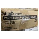 1 Case (250 each) NEW MediChoice PC7201 20" x 20" Latex-Free Patient Belongings Bags with Drawstrings - Clear