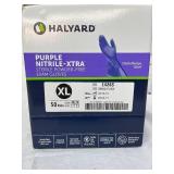 MSRP $100 = 1 Box (50 pairs gloves) HALYARD Purple Nitrile-xtra Biotechnology Gloves XL, Thick 9.5 Mil Textured Fingertips, Tested against 57 chemicals, fentanyl & chemotherapy drugs, Very High Le
