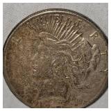 1922 S Peace Dollar $1 Fine, Gold Toning
