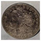 1921 D Morgan Dollar $1, AU Beautiful Gold Patina