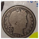 1899 O Barber Silver Quarter 25c