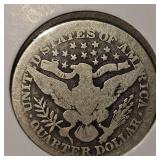 1911 O Barber Silver Quarter 25c