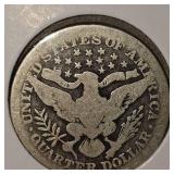1911 O Barber Silver Quarter 25c