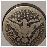 1911 O Barber Silver Quarter 25c