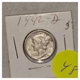 1942 D, 1943,1921 Mercury Dime 10c