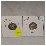 1914 S Barber, 1937 MS60 Mercury Dime 10c