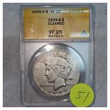 1935 S VF25 Peace $1  ANACS VF25