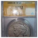 1935 S VF25 Peace $1  ANACS VF25
