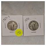 1930,1927S Standing Liberty 25c