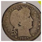 1907,1913D Barber Quarters 25c