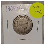 1904D, 1916D Barber Quarter 25c