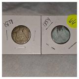 1854,1877 Liberty Seated Quarter 25c