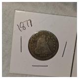 1854,1877 Liberty Seated Quarter 25c