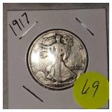1917 Walking Liberty Half, 50c VG