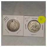 1948 Franklin XF and 1871 Liberty Seated Halfs 50c