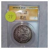 1879 O ANACS VF20 Details, Morgan $1