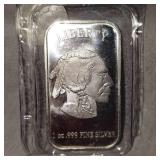 1 Oz Ingot Big Chief/Buffalo .999 Silver