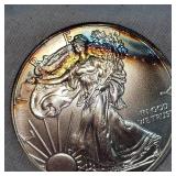 2011 Silver Eagle $1, Beautiful Rainbow Toning, BU