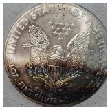 2011 Silver Eagle $1, Beautiful Rainbow Toning, BU