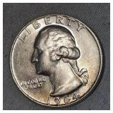 1964 Washington 25c Au Plus w/toning