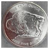 1oz Big Chief/Buffalo .999 Silver Round