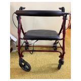 Rollator Walker - 4-Wheel with Seat & Backrest, Burgundy Frame