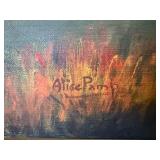 Autumn Lake Landscape by Alice P. - Oil on Canvas, Framed 30 x 42 in