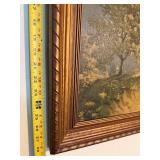 Byrum Landscape Oil Painting - Hillside with Trees in Ornate Gold Frame